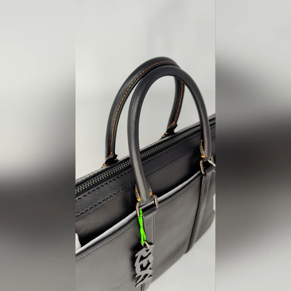 Upcycled Coach Metropolitan Slim Brief Black - NWT & One of a Kind! Rexy Charm🦖